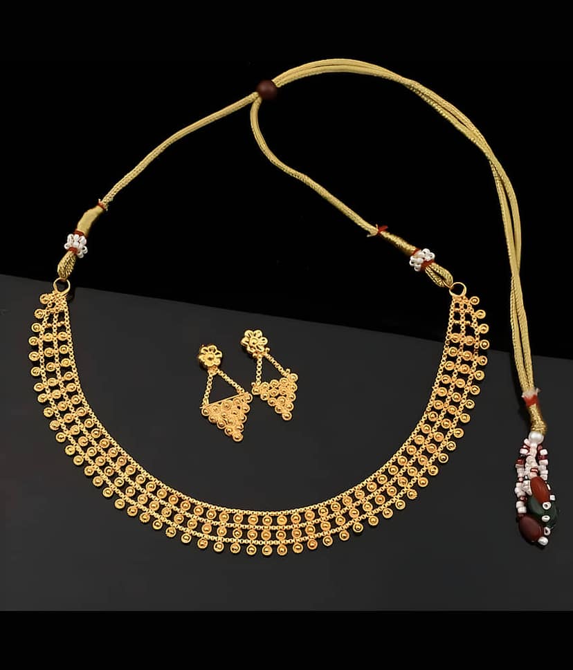 ROFARWORD Gold Brass Necklace Set ( Pack of 1 ) view 2