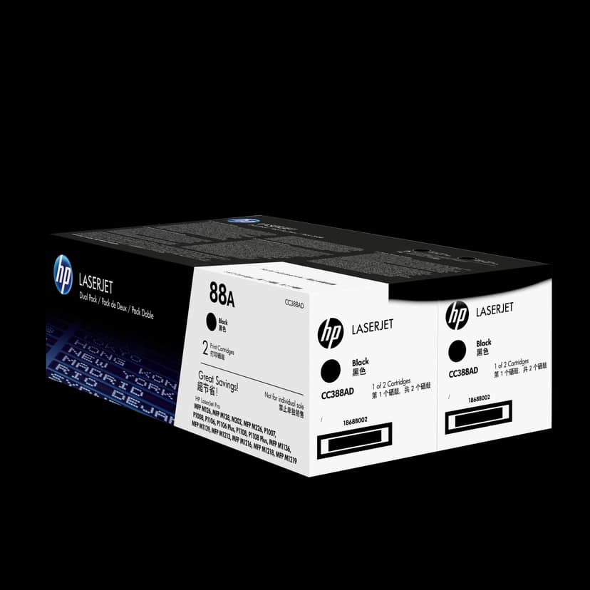 HP 88A 2-pack Black Original LaserJet Toner Cartridges (CC388AD) view 2