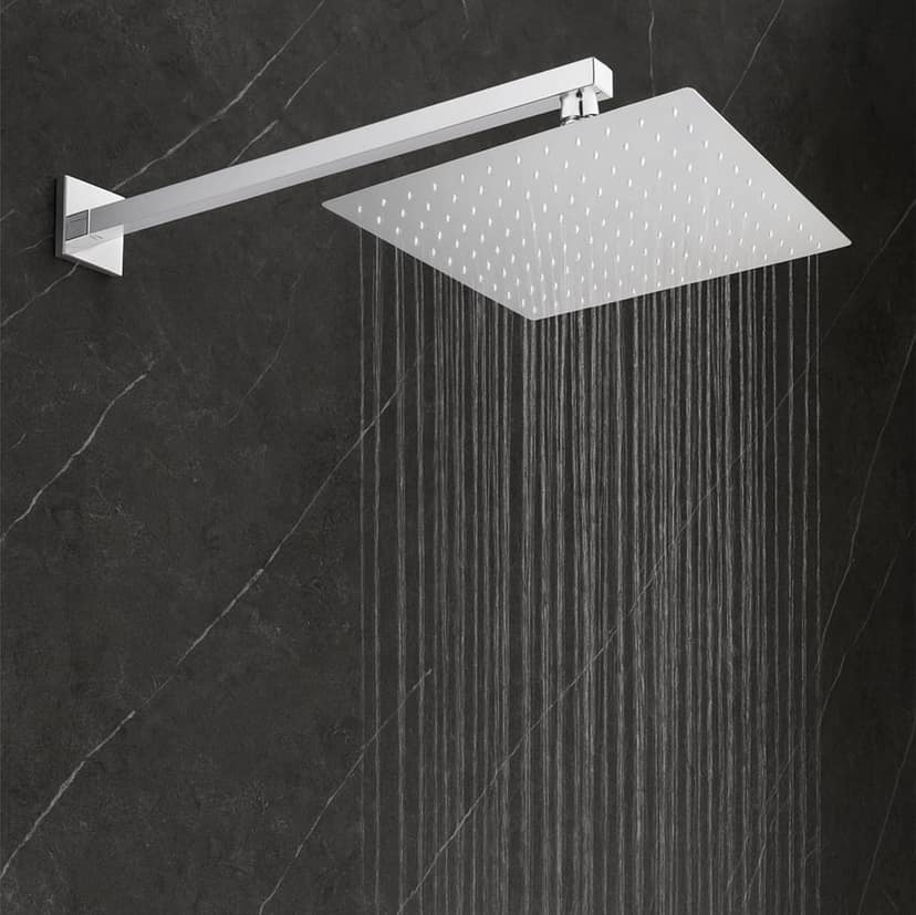 Ultra (12x12 Inches) 304- Grade Stainless Steel Chrome Finish Overhead Shower With Arm (24 Inch)