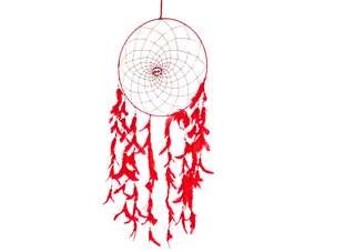 Red feathers - Dream Catcher Traditional Indian Dreamcatchers Wall Art For Bedrooms, Home Wall, Hanging Design. Size 12"