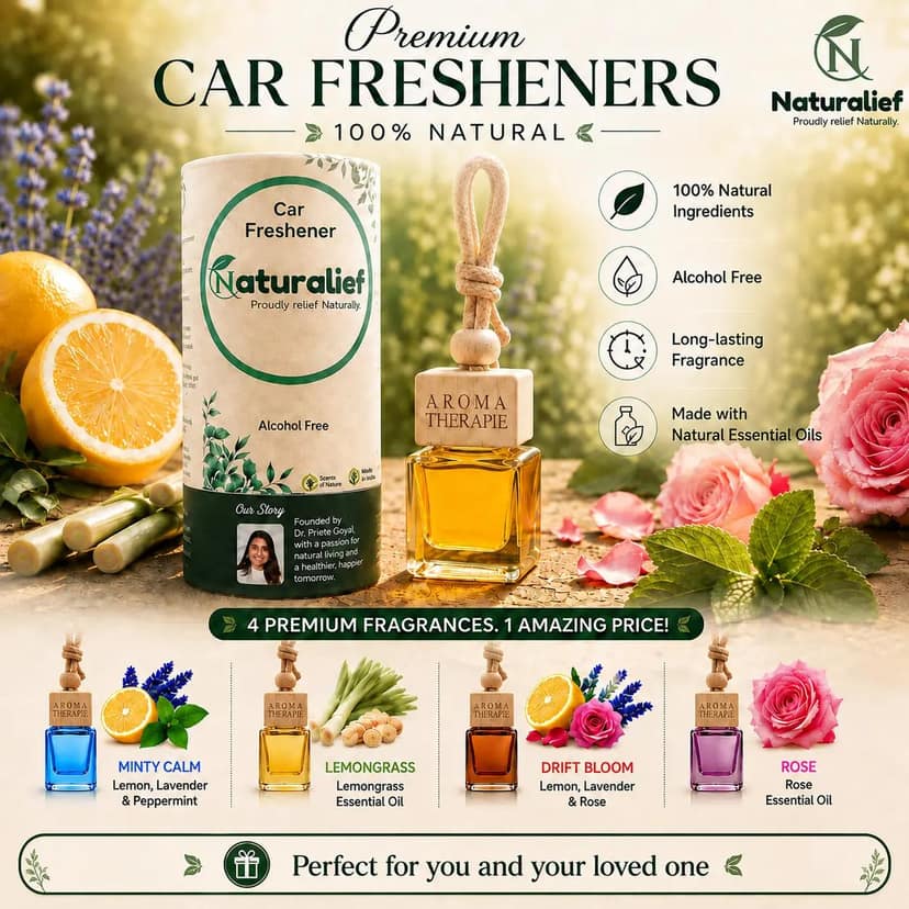 Naturalief Car Freshener Combo Pack of 4 – Natural Essential Oil Fragrances view 2