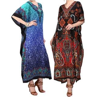 Ukal Combo Pack of 2 Women's Kaftan Dress Cover Up Nightwear Nighty Gown V-Neck Dress view 2