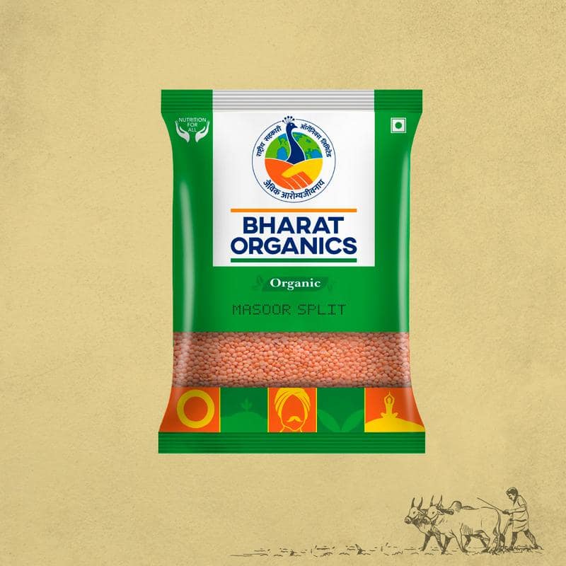 Organic Unpolished Masoor Dal Split - Bharat Organics