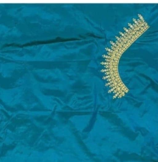 Lakshmi Computer Embroidery Designs - Sea Green Embroidered Blouse With Zari - Un Stiched Blouse - 1 Meter view 2