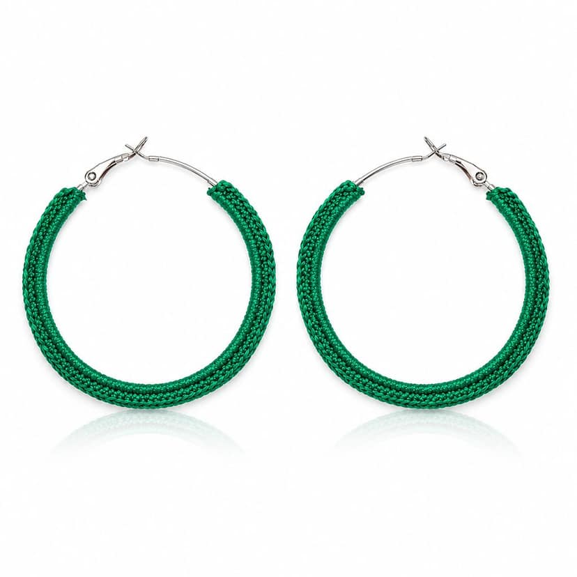 Handmade Emerald Green Hoop Earrings | Lightweight Stylish Crochet Fashion Jewellery | M/S STYLE MOMENTS & GIFT COLLECTION