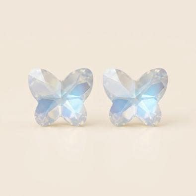 Mint Shimmer Butterfly Crystal Studs - White Opal AB | Gold-Tone Anti-Tarnish Imitation Jewellery