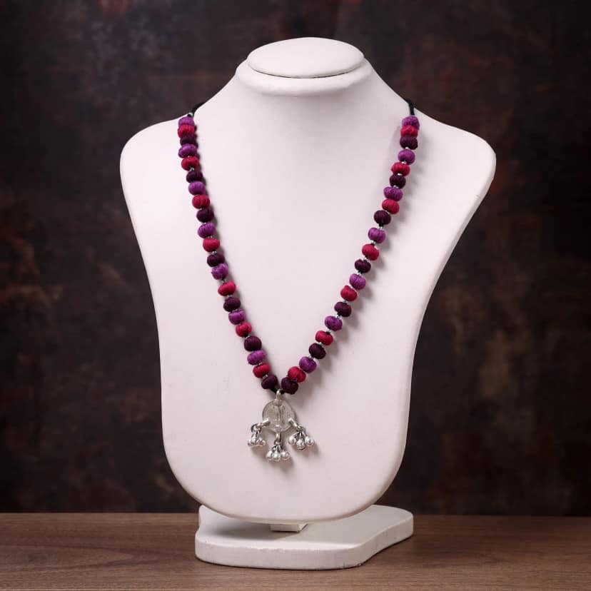 Multicolor Lambani Thread & Bead Work Coin Pendant Necklace