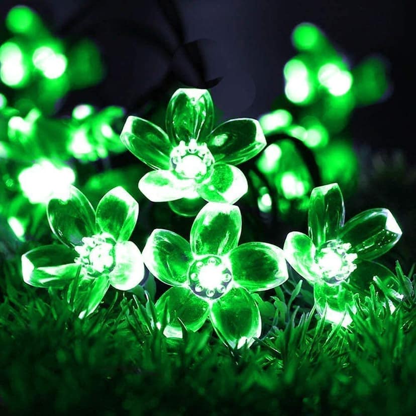 GLOWSERIE Green LED Flower String Lights – Decorative Fairy Lights for Home & Garden