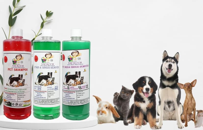 Swacch Pet Shampoo (Strawberry) + Deodorizer (Jasmine) + Stain Remover (Jasmine) (1 Litre) (Combo Pack of 3)