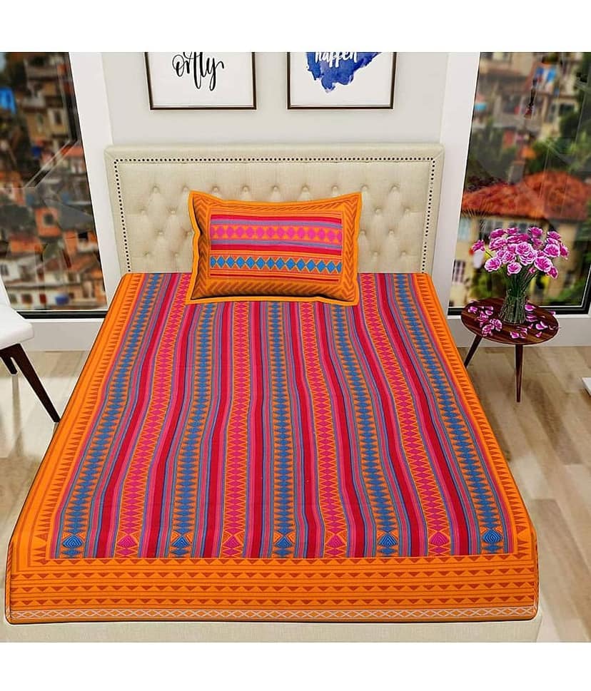 Uniqchoice Cotton Single Bedsheet ( Yellow ) view 2