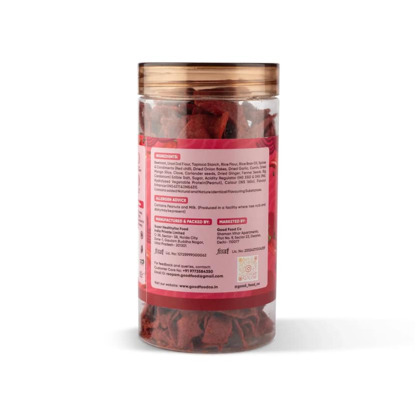 Good Food Co Beetroot Masala Chips – Spicy, Crispy, Gluten-Free Snack with Indian Masala Flavor 150gm view 2