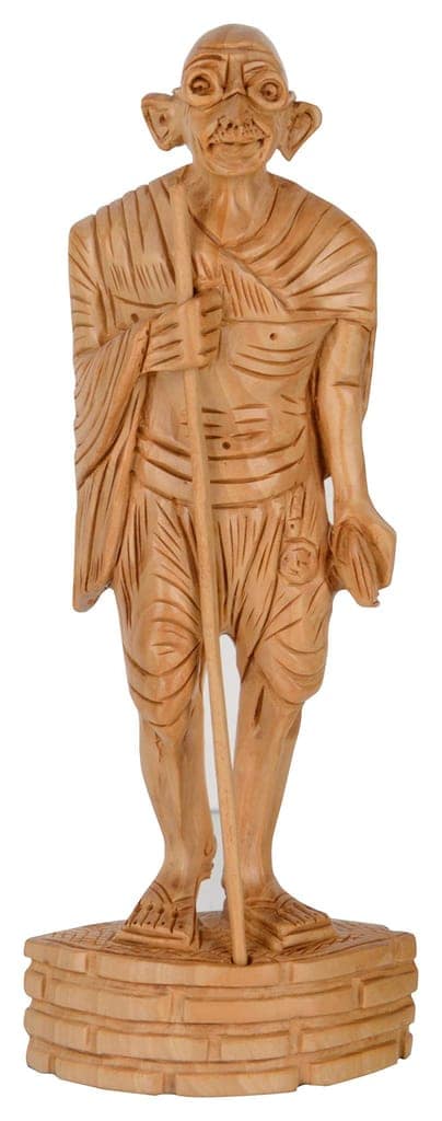 Central Cottage Industries Emporium (Govt of India Undertaking) Handcrafted Wooden Gandhi Figurine (8 cm x 4 cm x 20 cm, Brown) view 2