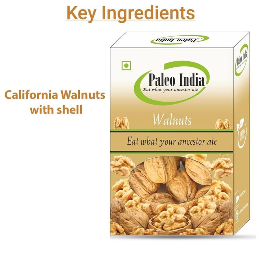 Paleo India 500gm California Inshell Walnuts|Saboot Akhrot Fresh Natural | Walnuts in the Shell, Rich in Omega-3, Antioxidants & Fiber |Healthy Snacks| Baking, Cooking| Dry Fruits view 2