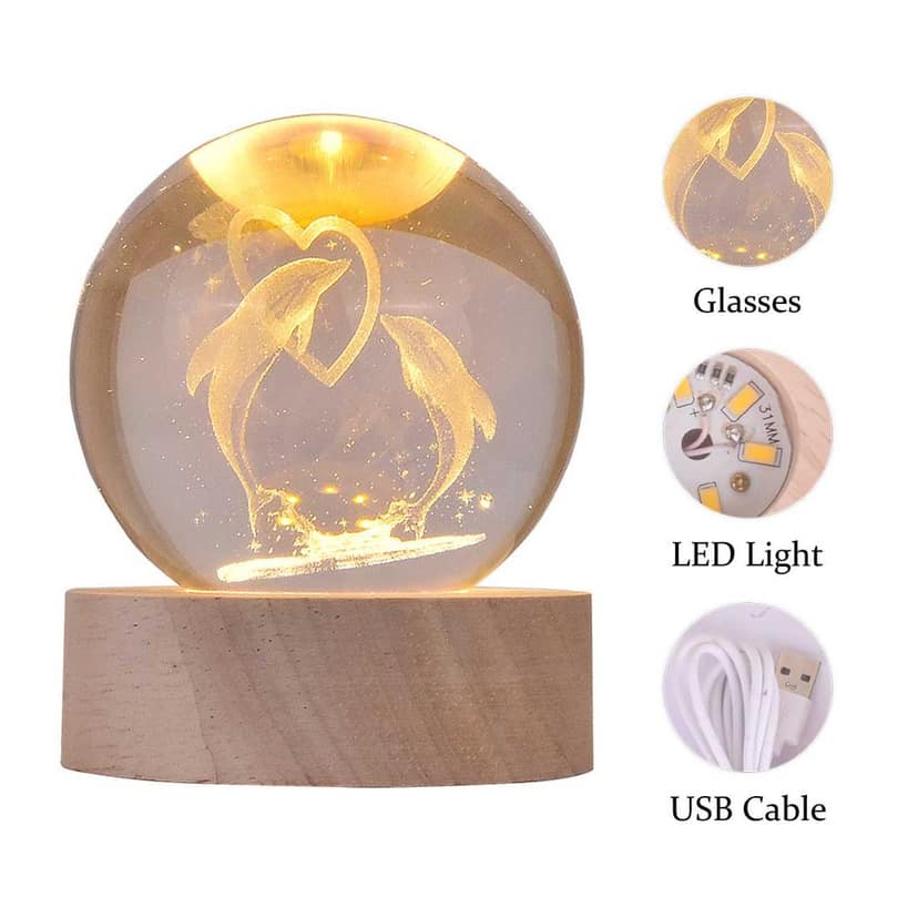 Dolphin Glass Ball | Dolphin Crystal Ball | Best Gift Items | Gift Ideas For Women | Gift Ideas For Men | 3D Dolphin Crystal Ball | Crystal Dolphin Ball | Couple Dolphin Crystal Ball | Aesthetic Dolphin Crystal Ball view 2
