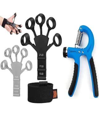 PRO365 Combo of 1 Adjustable Hand Gripper and 2 Finger Gripper Multi Tension 6 Months Warranty Strengthener for Gym Workout Hand Exercise Equipment