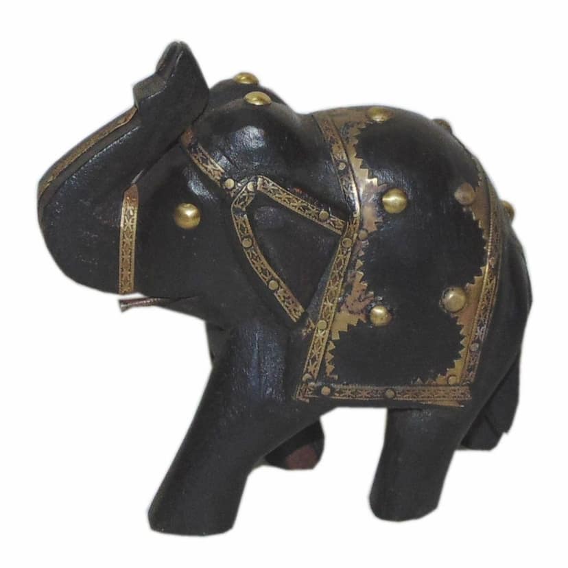 Kusum Art and Crafts Wooden haind Painted Multicolor Rajasthani Elephant (Wood, Black, 4 Inch) view 2