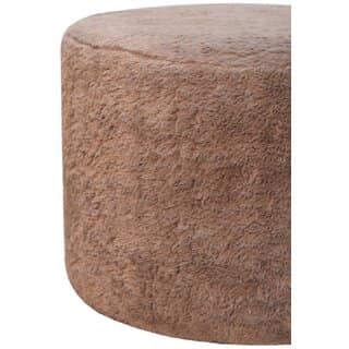 Mocha Faux Fur Round Footstool view 2