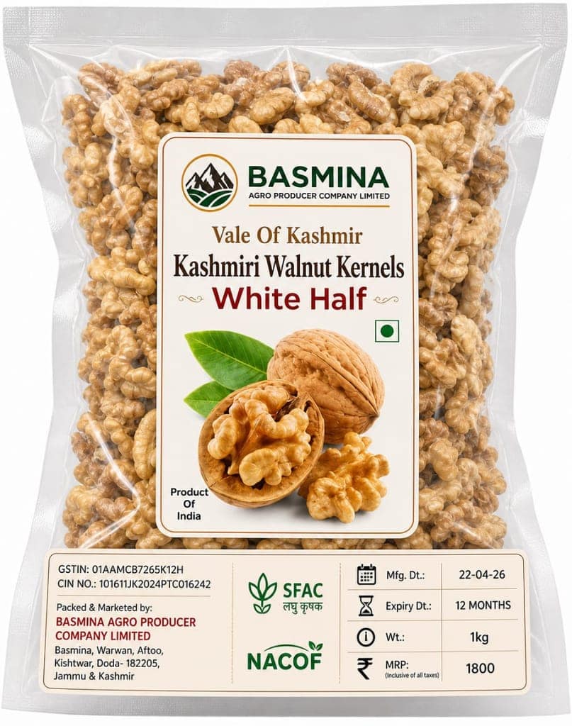 Kashmiri Walnut Kernels (White Half) 1kg | Pack of 2