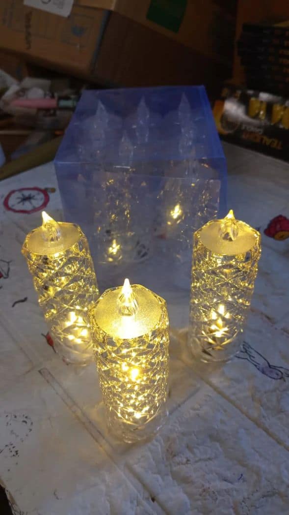 Rose Candles LED Flameless and Smokeless Decorative Acrylic Transparent Candles Led Tea Light Candle Perfect for Gifting, Home, Diwali, Christmas, Crystal Candle Lights, Diwali (1 Pc) view 2