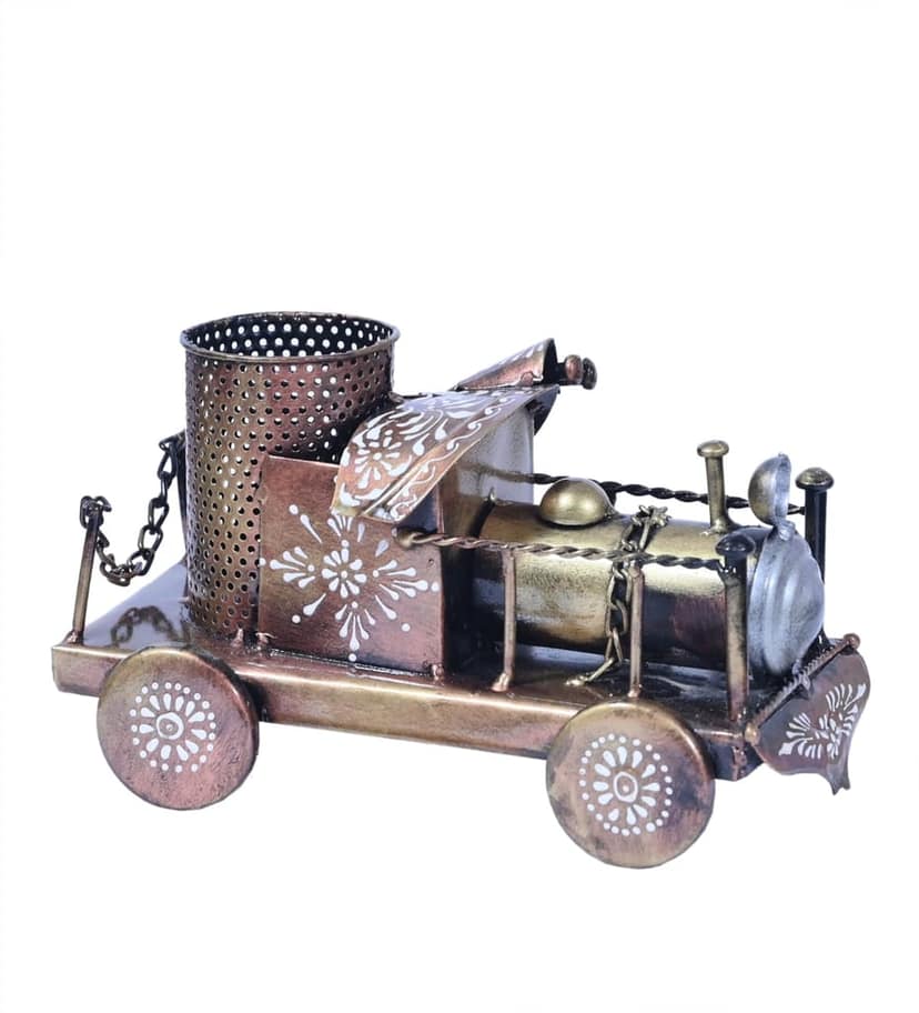 Antique Decorative Metal Train Engine Pen Pencil Stand Holder,Table/Desk Organizer for Home & Office