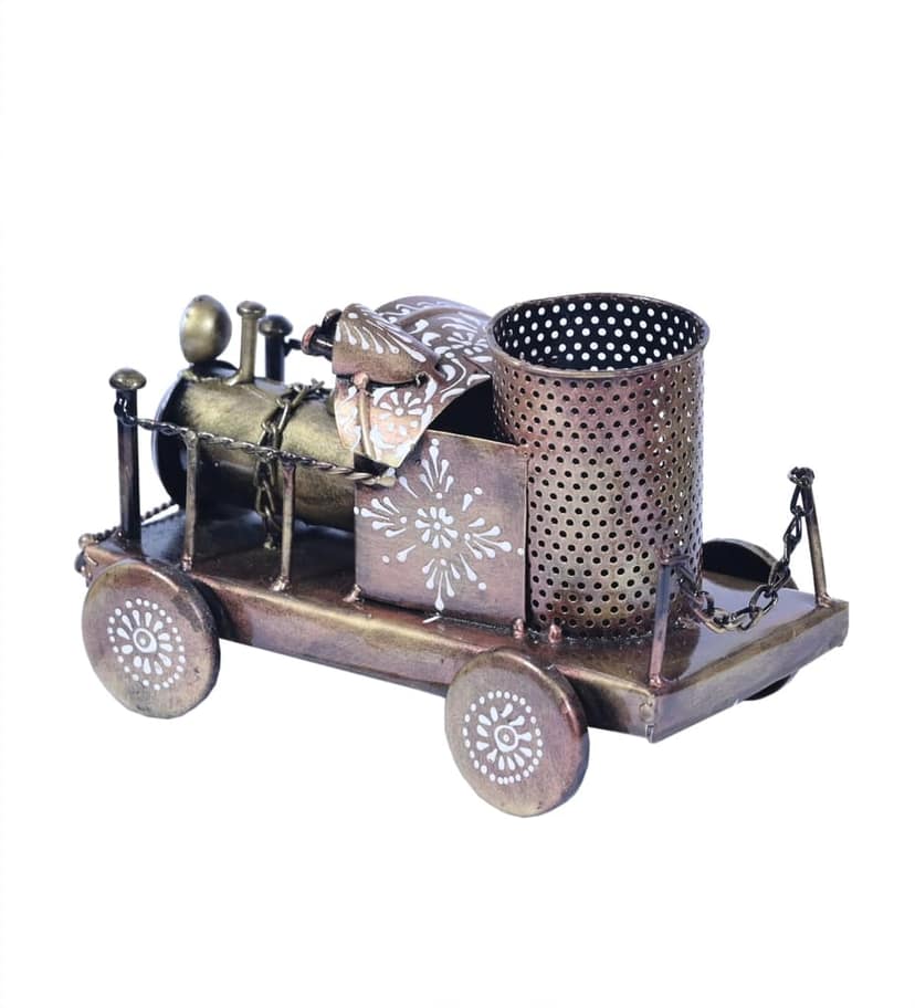 Antique Decorative Metal Train Engine Pen Pencil Stand Holder,Table/Desk Organizer for Home & Office view 2