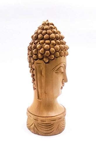 Wooden Lord Buddha Head - A Handcrafted Product for Home Decor (Made in India by Artisan) (5 Inches). view 2