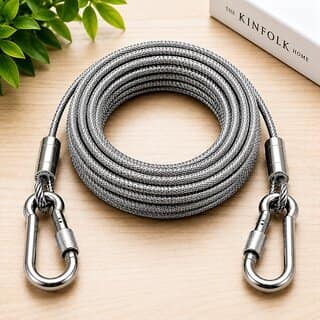 Silver Stainless Steel Dori 10 Metre Single Cable with 2 Locking Hooks for Household Use