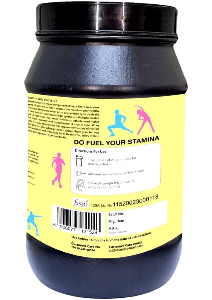 Healthy You Whey Protein | 23.76g Protein, BCAA 5.45g per 33g scoop| Improved Protein Utilisation| Sugar & Dope Free| Easy to Digest| Faster Recovery| Essential Amino Acids view 2