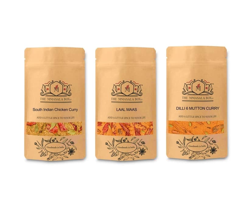 Authentic Indian Curry Spice Blends – South Indian Chicken Curry, Laal Maas & Dilli 6 Mutton Curry | MMasala Box Co.