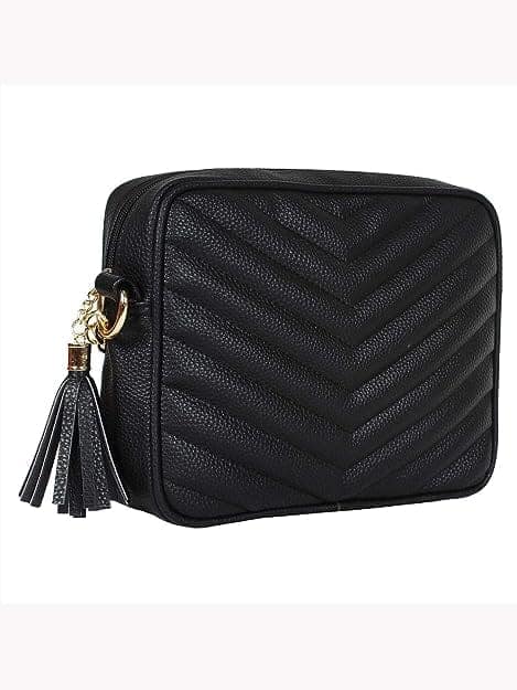 Lychee Bags Women Pu Quilted Black Sling Bag view 2