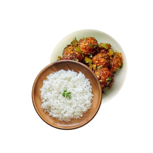 Veg Manchurian Dry With Rice Meal