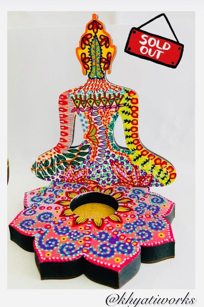 CUSTOM ORDER -Buddha Handpainted Candle holders view 2