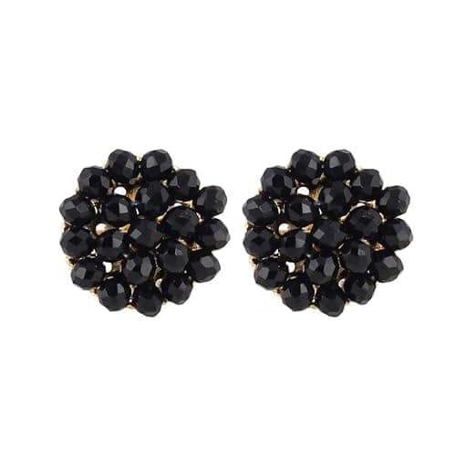 A V FASHION INDIA - Black Crystal Stone Beads Necklace with Stud Earring For Women and Girl stylish Traditional Beaded 16 Inch Long Necklace Set Black Mala Fashion Jewellery view 2