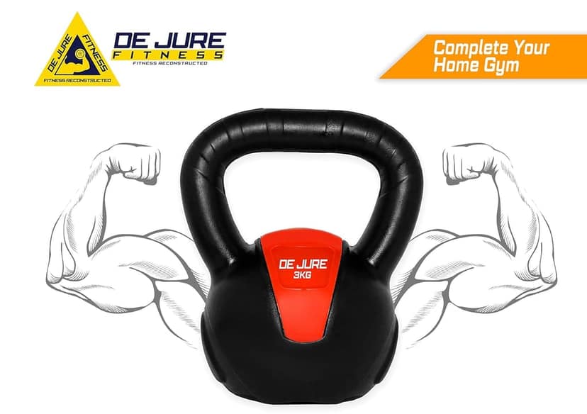 De Jure Fitness PVC Kettle Bell for Strength and Cardio Training, Full body exercises for Men & Women 3kg view 2