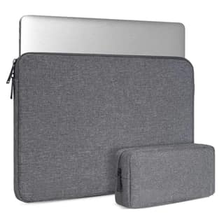 Premium Laptop Sleeve Case with Accessory Pouch, Water-Resistant Protective Notebook Cover Bag, Shockproof Computer Carrying Case Compatible with 15-15.6 Inch Laptops, MacBooks (Grey)