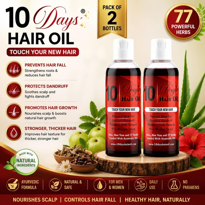 Ayurvedic Hair Oil with 77 Herbs 100ml each | Kerala Herbal Hair Growth Oil | Hair Fall Control & Hair Regrowth Oil for Men & Women | Therapeutic Scalp Care & Hair Thickening Oil Pack of 2
