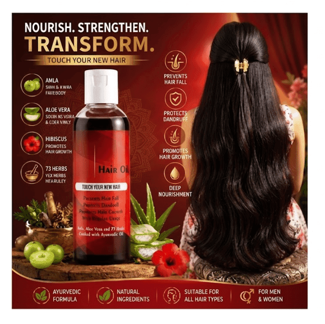 Ayurvedic Hair Oil with 77 Herbs 100ml each | Kerala Herbal Hair Growth Oil | Hair Fall Control & Hair Regrowth Oil for Men & Women | Therapeutic Scalp Care & Hair Thickening Oil Pack of 2 view 2
