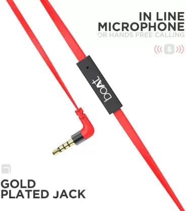 Bassheads 225 | Wired Earphone with 10mm Driver, Passive Noise Cancellation, Hands-free communication, Super Extra Bass Indi Red view 2