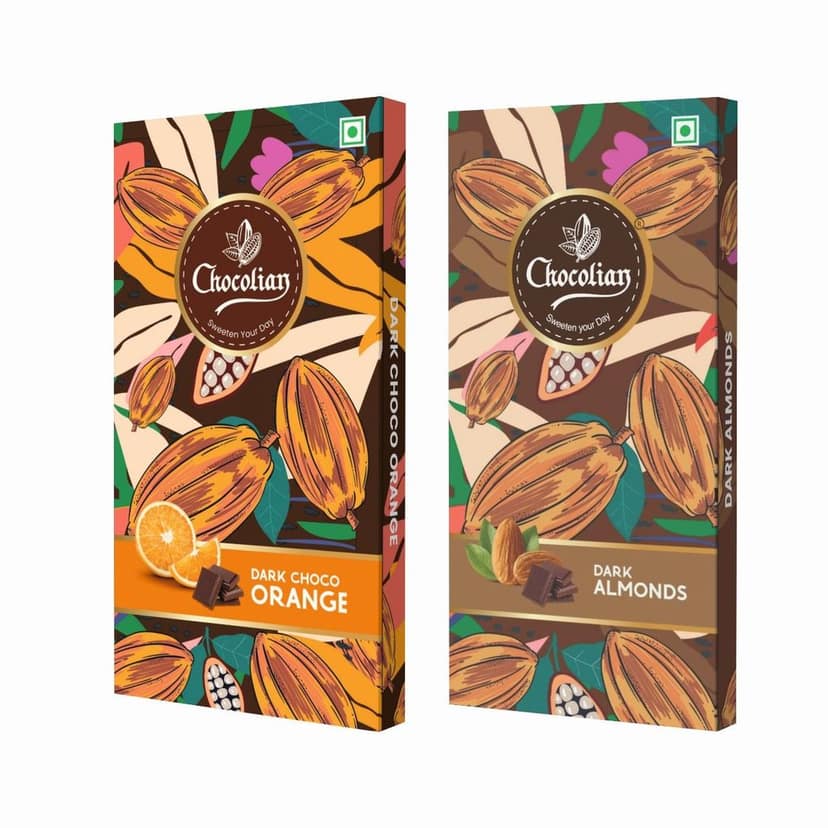 Chocolian Bakers Dark Chocolate with Orange & Dark Almond | Dark Chocolate | 100% Veg | Eggless |