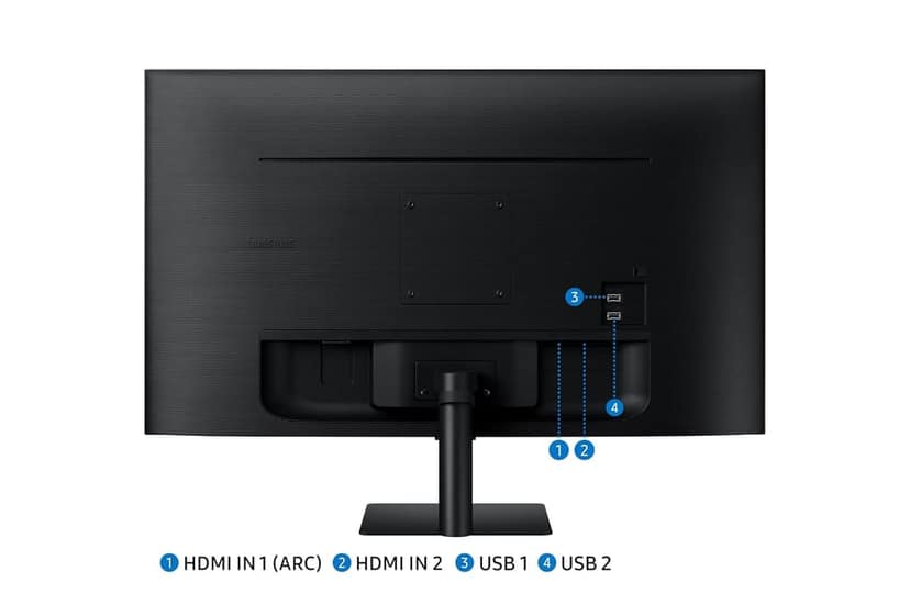 Samsung 27" (68.6cm) M5 Smart Monitor with Smart TV Experience|FHD 1920 x 1080|Bezeless|OTT Apps|IoT Hub|Office 365|Workout Tracker|Speakers|Remote|Wi-Fi|Bluetooth|LS27DM500EWXXL|Black view 2