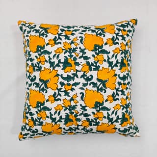 Hand-Block Printed Cushion Cover Yellow & Green