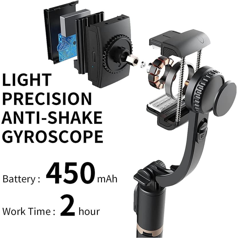 Gimbal Stabilizer for Smartphone with Extendable Bluetooth Selfie Stick and Tripod, Multifunction Remote 360 Automatic Rotation, for iPhone/Android view 2