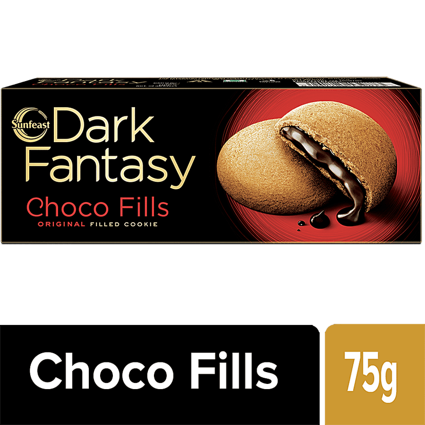 Sunfeast Dark Fantasy - Choco Fills, Original Filled Cookies With Choco Creme, 75 g Pouch