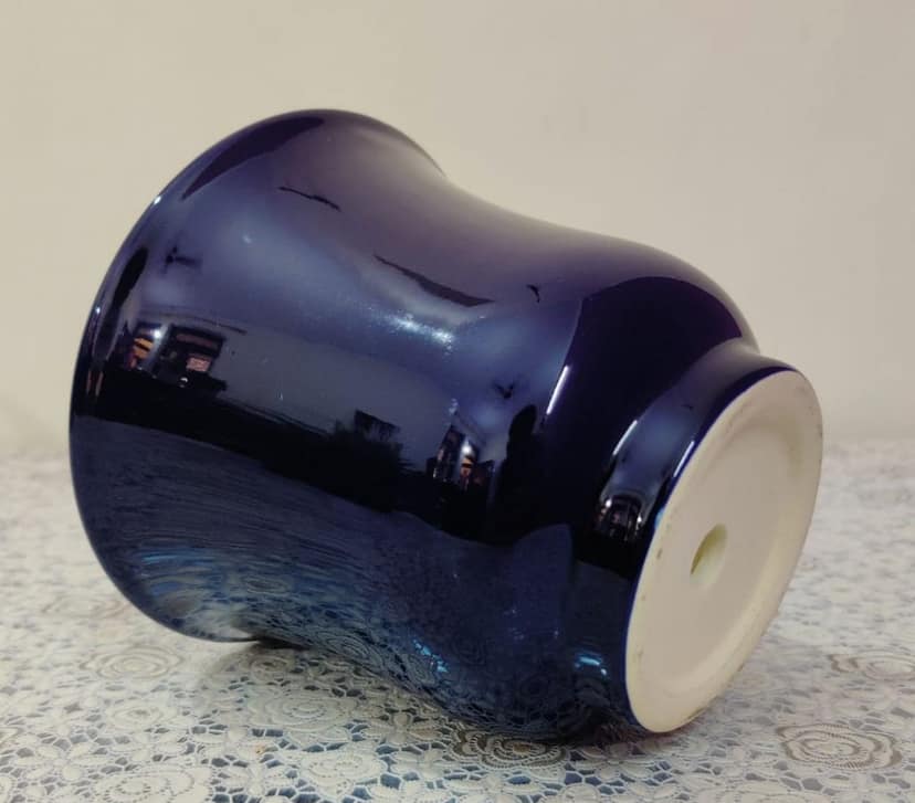 Homefrills Small High Glossy Blue Colour Ceramic Planters Pots for Indoor & Outdoor Home, Garden, Office Decor,Balcony Planters Pot Gamla Size-14 * 13 cm Colour-Blue view 2