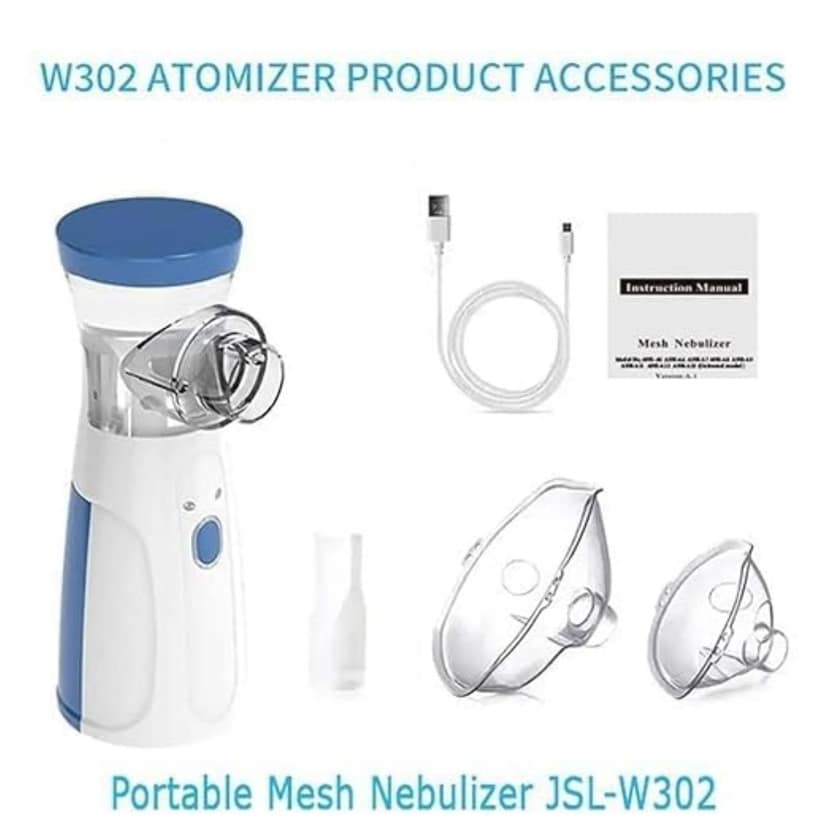 Nebulizer, Portable Mesh Nebulizer, Silent and Compact Wireless Vaporizer for Adults and Kids with Respiratory Masks & USB cabel, Steam Mesh Inhalators for Cold, Cough, Asthma, Sinusitis Relief view 2