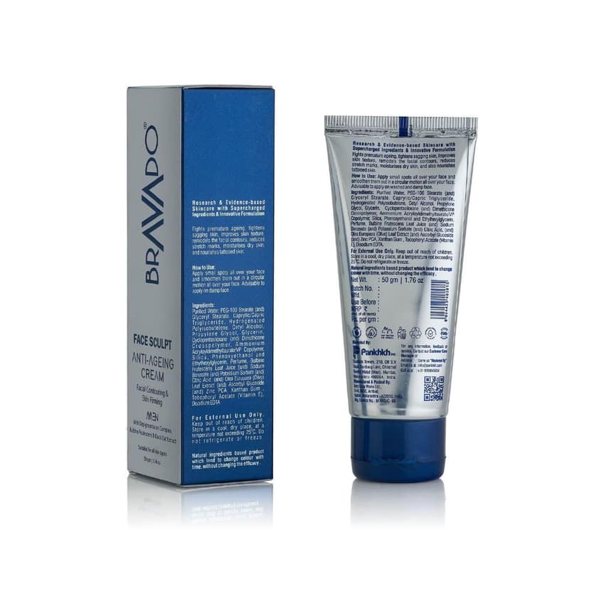 BRAVADO Face Sculpt Anti-Aging Cream - Tightens Aging Skin, Remodels Facial Contours, Reduces Age Spots & Dark Circles | Forming & Smoothing, Wrinkle Lift | Daily Moisturizing Face Cream - 50g view 2