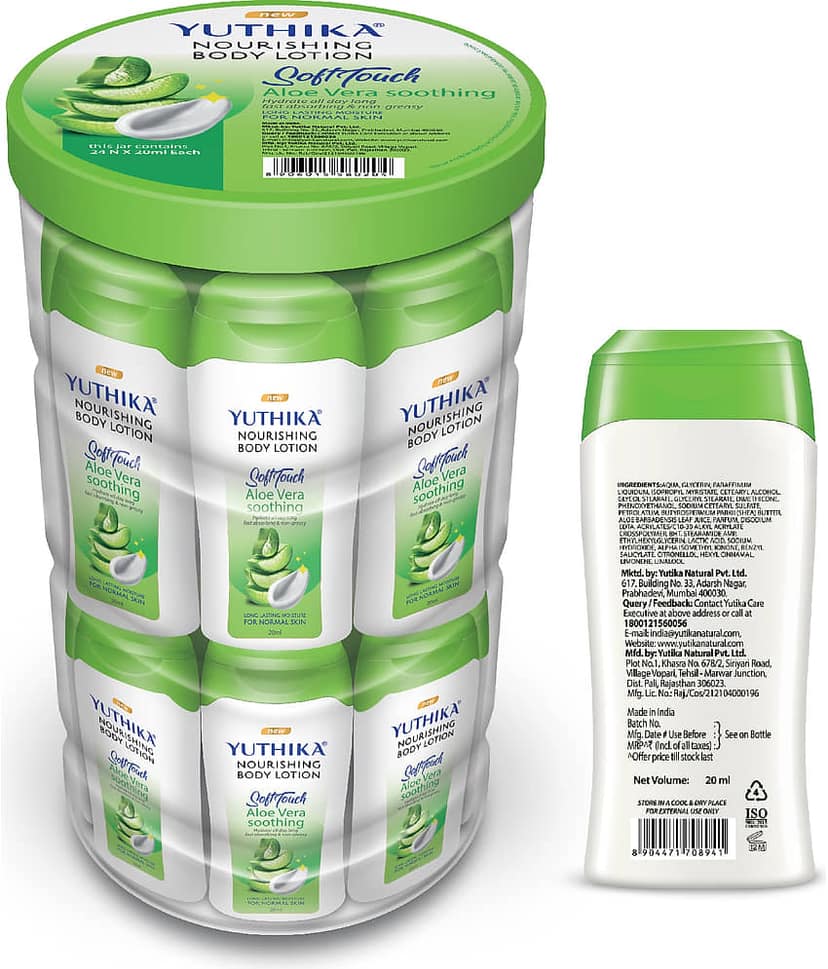 Yuthika Aloe Vera Body Lotion 480ml (20mlx24), Long Lasting Nourishing Body Lotion, Instant Hydration, Fast Absorbing Bodylotion view 2