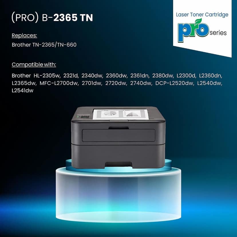 ProDot (PRO B-2365 TN Laser Toner Cartridge for Brother TN-2365/TN-660 Compatible with Brother HL-2305w, 2321d, 2340dw, 2360dw, L2365dw, 2701dw, 2720dw, DCP-L2520dw, L2540dw, L2541dw view 2