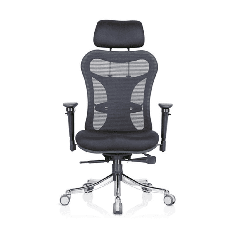 Set with Net - Back In Soft Mesh With Lumbar Support, Height Adjustable Handle, Metal Base & Castor (CS-M06-HB)