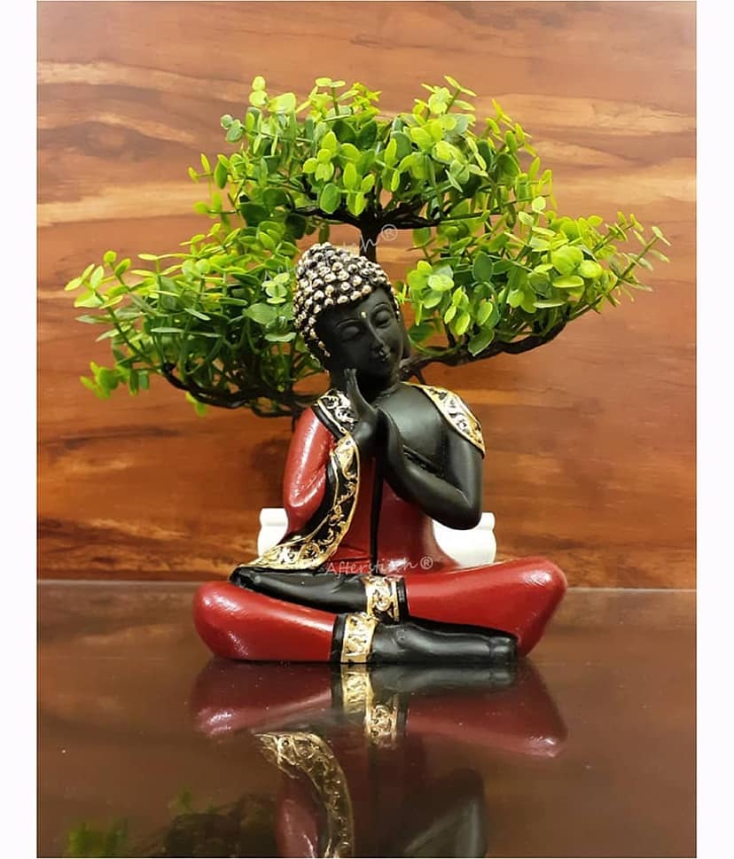 AFTERSTITCH Maditation buddha idol statue for home Garden decor God Figurines 13 cm (Pack of 1)
